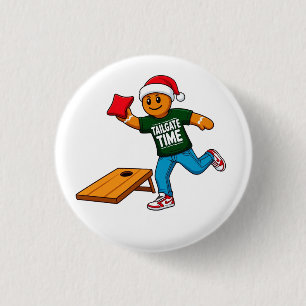 Gingerbread Cornhole Christmas Sport Holiday Button