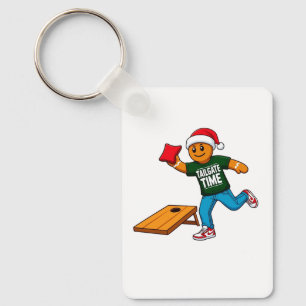 Gingerbread Cornhole Christmas Sport Holiday Keychain