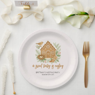 Gingerbread Cottage Winter Nesting Baby Shower Paper Plates