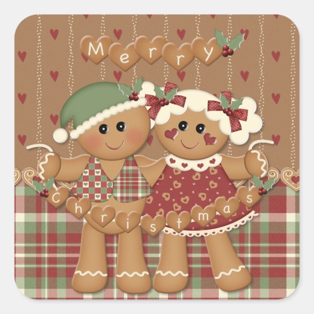 Gingerbread Country Christmas Square Sticker (Front)