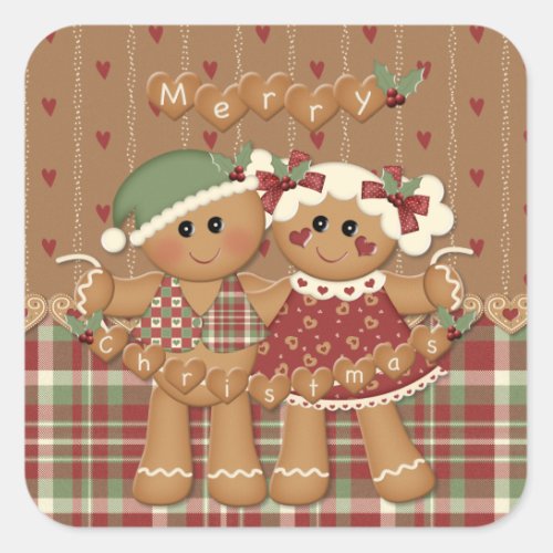 Gingerbread Country Christmas Square Sticker