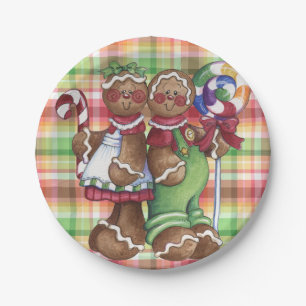 Gingerbread Couple Candy Shop Paper Plate