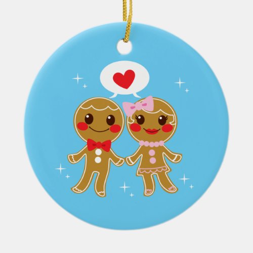Gingerbread Couple Ceramic Ornament
