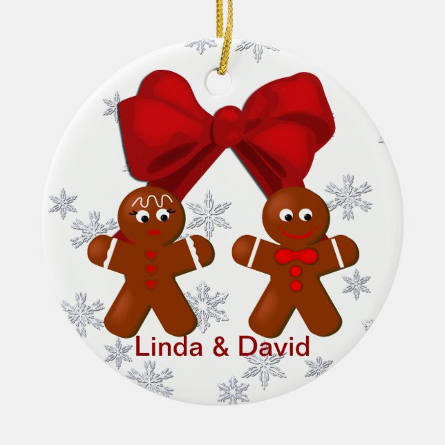 Gingerbread Couple Christmas Ornament (Front)