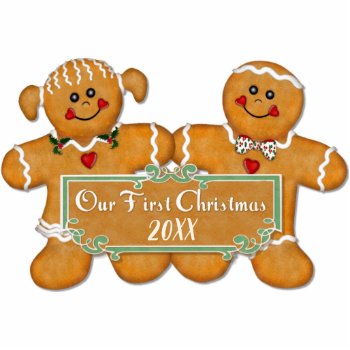 Gingerbread Couple First Christmas Cutout by Spice at Zazzle