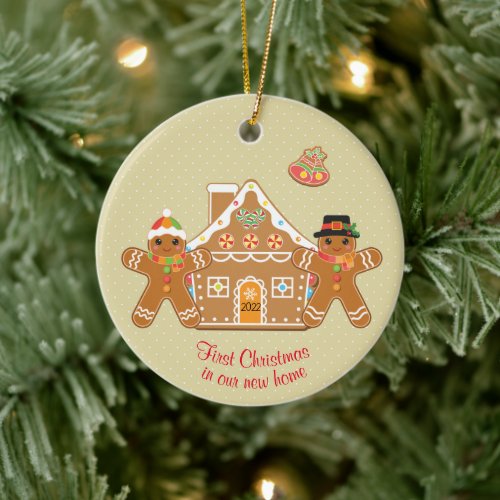 Gingerbread Couple First Christmas In Our New Home Ceramic Ornament
