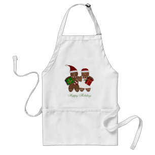 Gingerbread Couple Happy Holidays Apron