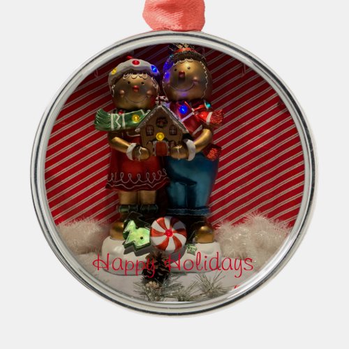 Gingerbread couple metal ornament
