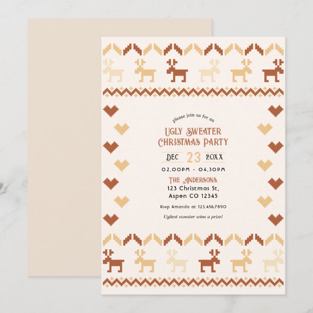 Gingerbread Cozy Ugly Sweater Christmas Party Invitation (Front/Back)