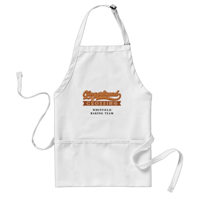 Gingerbread Crossing Christmas Holiday Baking Team Adult Apron (Front)
