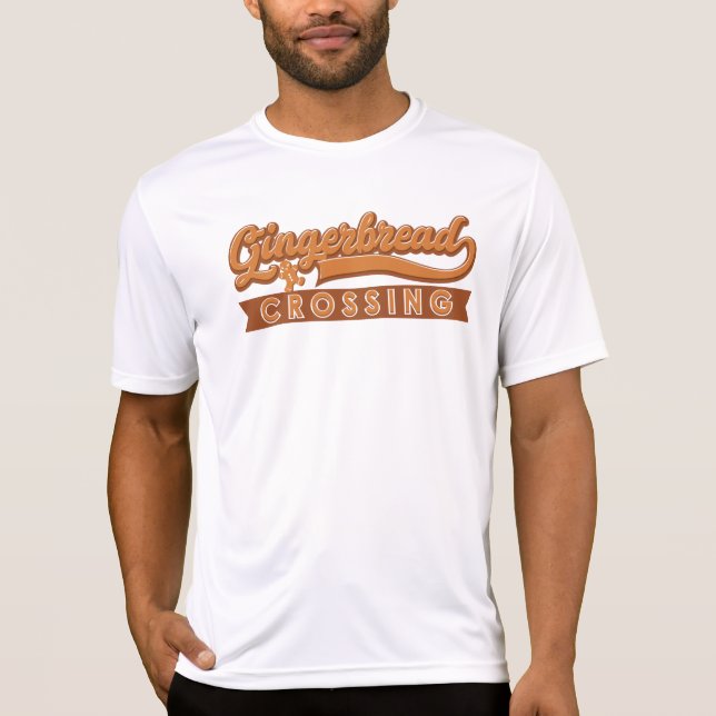 Gingerbread Crossing Christmas Holiday T-Shirt (Front)