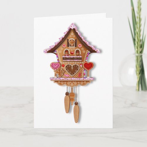 Gingerbread Cuckoo Clock Valentines Day Card