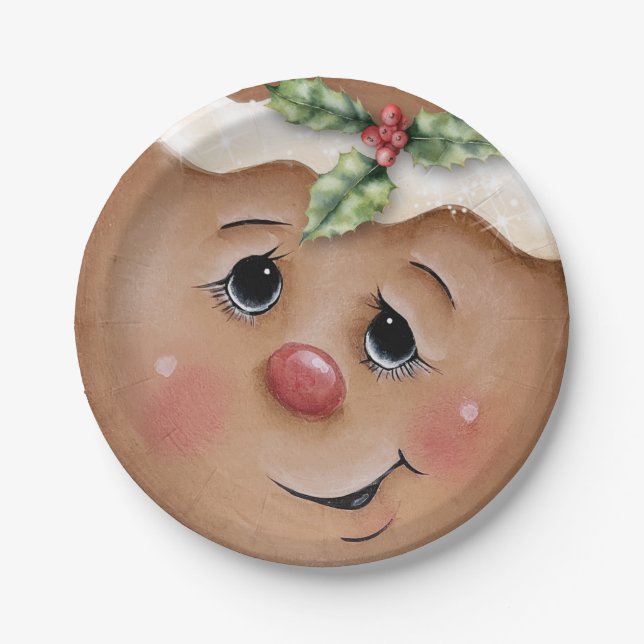 Gingerbread Cutie Merry Christmas Paper Plates (Front)