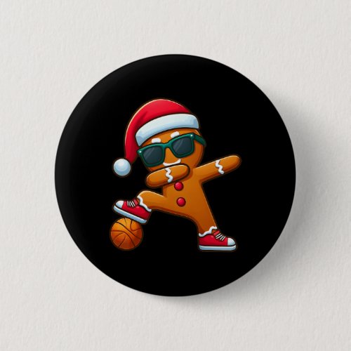 Gingerbread Dabbing Basketball Christmas Pajama Sa Button