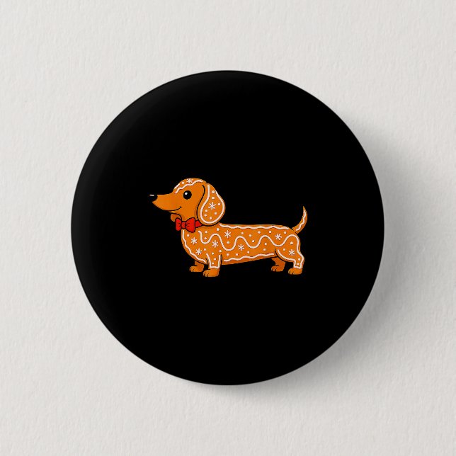Gingerbread Dachshund Christmas Cute Weiner Dog  Button (Front)