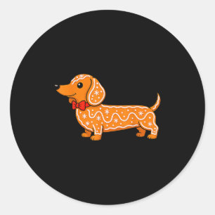 Gingerbread Dachshund Christmas Cute Weiner Dog  Classic Round Sticker