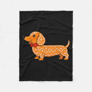 Gingerbread Dachshund Christmas Cute Weiner Dog Fleece Blanket