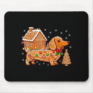 Gingerbread Dachshund Christmas Tree House Cookie  Mouse Pad