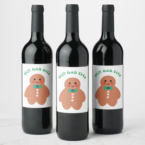 Gingerbread Dad  Best Dad Ever Custom Photo  Wine Label