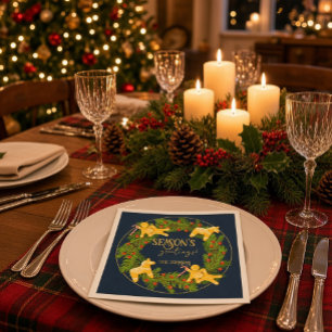 Gingerbread & Dala Horse Christmas Wreath Paper Napkins