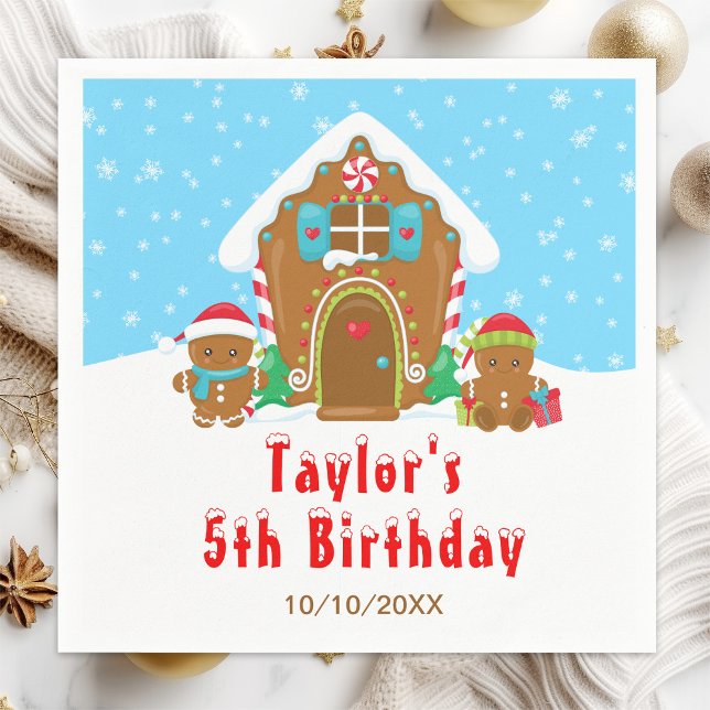 Gingerbread Decorating Birthday Party Blue and Red Napkins (Creator Uploaded)