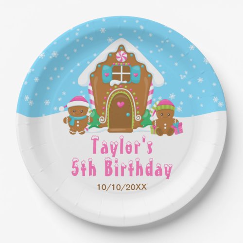 Gingerbread Decorating Birthday Party Blue Pink Paper Plates