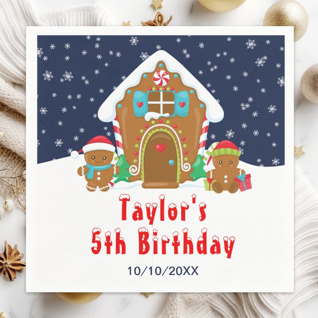 Gingerbread Decorating Birthday Party Navy and Red Napkins (Creator Uploaded)