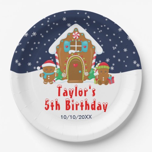 Gingerbread Decorating Birthday Party Navy and Red Paper Plates