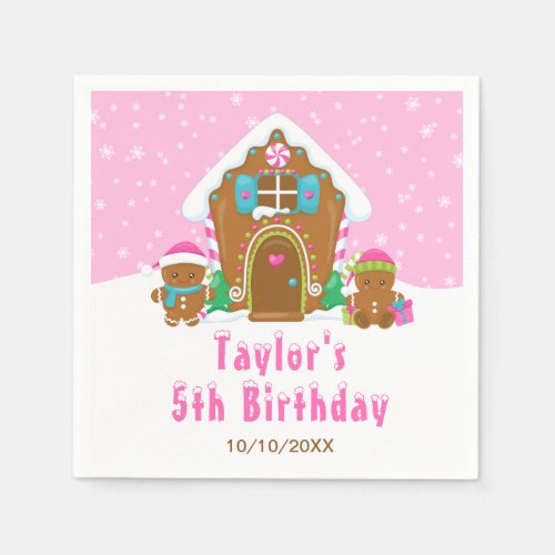 Gingerbread Decorating Birthday Party Pink Napkins