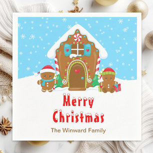 Gingerbread Decorating Party Bright Blue and Red Napkins