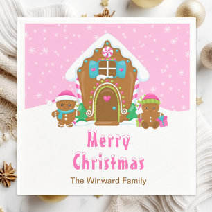 Gingerbread Decorating Party Bright Pink Napkins