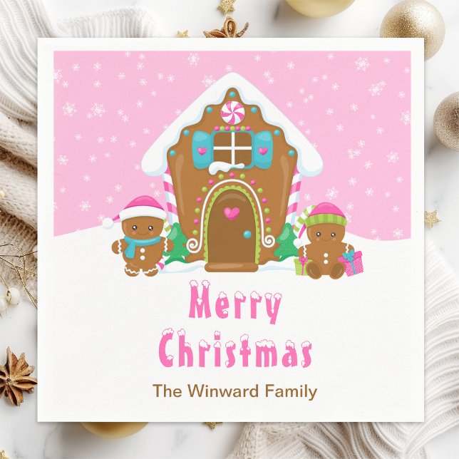 Gingerbread Decorating Party Bright Pink Napkins (Creator Uploaded)