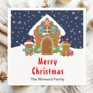 Gingerbread Decorating Party Navy Blue and Red Napkins
