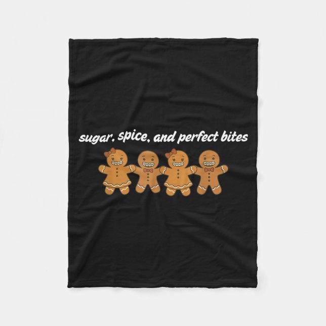 Gingerbread Dental Christmas Ortho Squad Orthodont Fleece Blanket (Front)