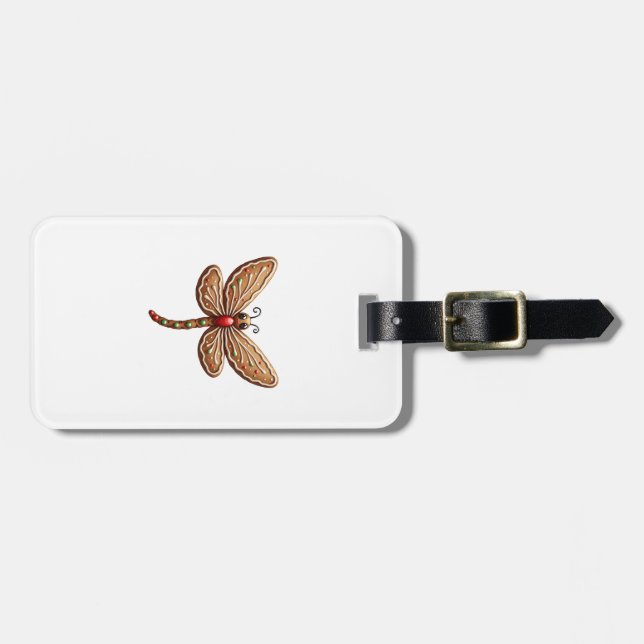 Gingerbread Dragonfly Luggage Tag (Front Horizontal)
