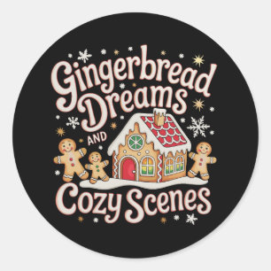 Gingerbread Dreams And Cozy Scenes Christmas Xmas Classic Round Sticker