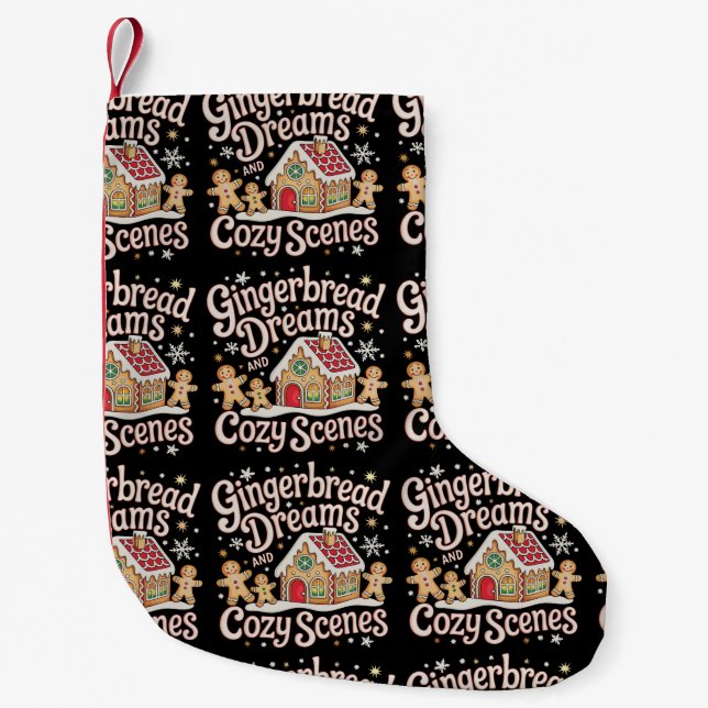 Gingerbread Dreams And Cozy Scenes Christmas Xmas Small Christmas Stocking (Front)