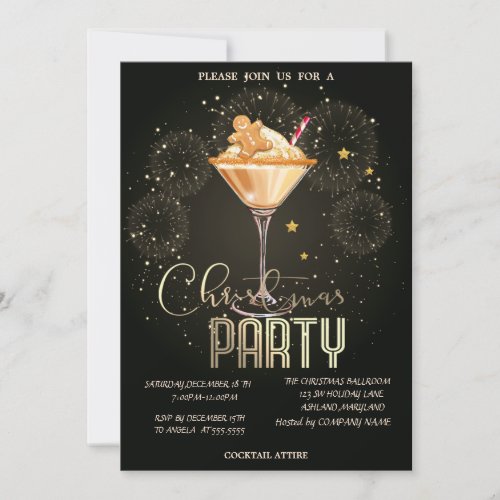 Gingerbread Drink Fireworks Christmas Company  Invitation