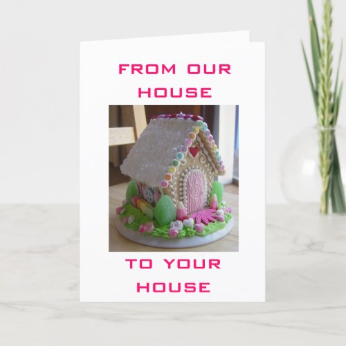 GINGERBREAD EASTER HOUSE GREETINGS FROM US HOLIDAY CARD