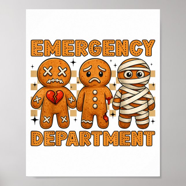 Gingerbread Emergency Department Christmas Nurse D Poster (Front)