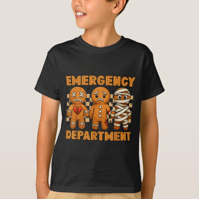 Gingerbread Emergency Department Christmas Nurse D T-Shirt (Front)