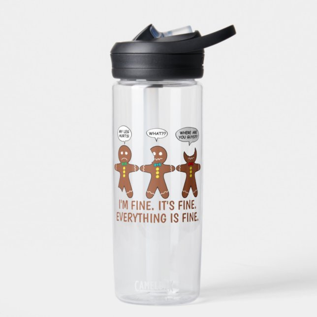 Gingerbread Everything is Fine Funny CamelBak Eddy Water Bottle (Left)