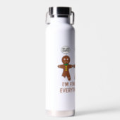 Gingerbread Everything is Fine Funny Water Bottle (Front)
