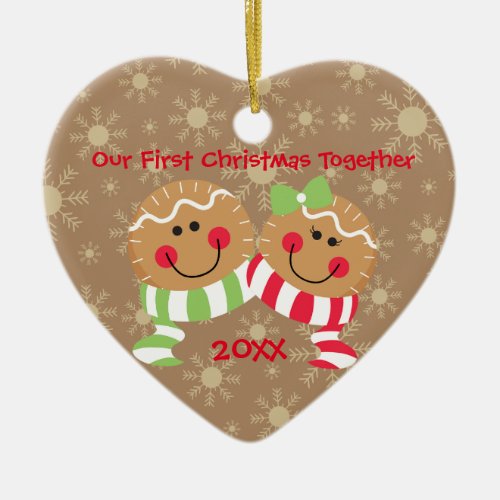 Gingerbread Face First Christmas Together Ornament