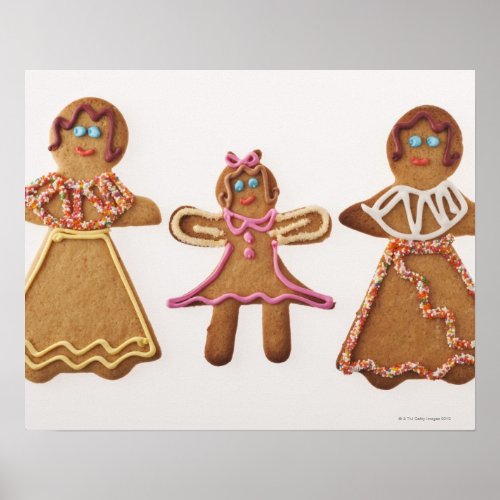 Gingerbread family Against white background Poster