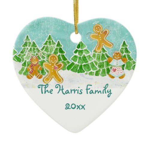 Gingerbread Family and Angel Ornament