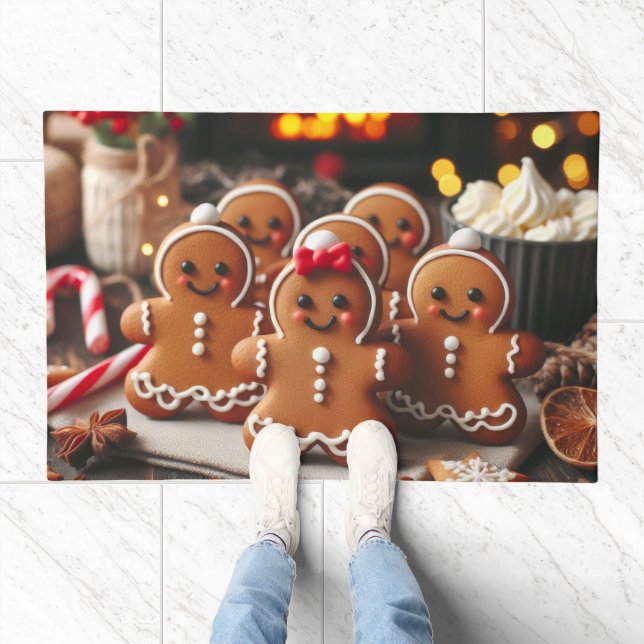 Gingerbread Family by the Fire Doormat (Indoor)