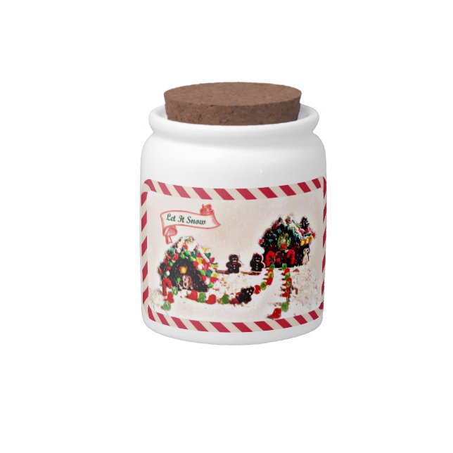 Gingerbread Family Christmas Holiday Candy Jar (Front)