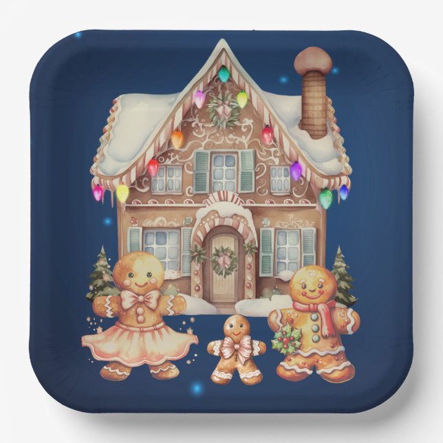 Gingerbread Family Paper Plates (Front)