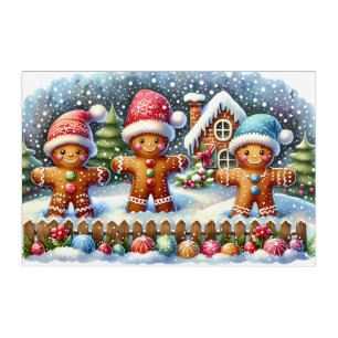 Gingerbread Family Snowy Christmas Scene Acrylic Print